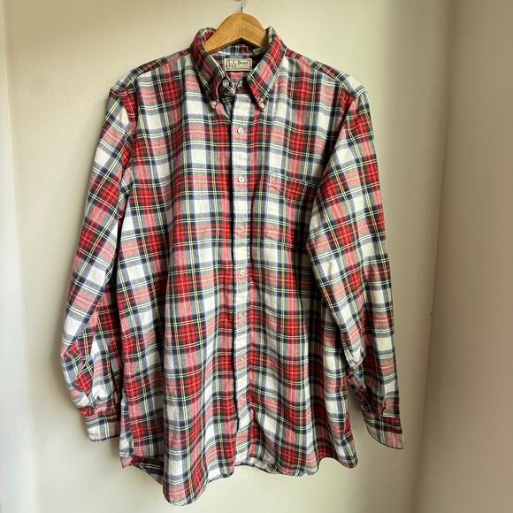 L.L. Bean Men’s Tall Flannel Shirt Red Plaid Button Down L Large USA - Picture 1 of 4